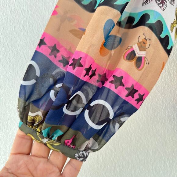 Vilagallo Womens Button Front Long Sleeve Top Size 38 Whimsical Fairy Sheer - Picture 9 of 16